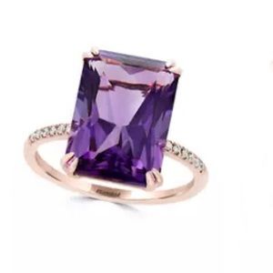 Effy 1/10 ct. t.w. Diamond and 7.2 ct. t.w. Amethyst Ring in 14K Rose Gold